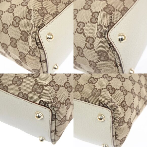 GUCCI Logo GG Pattern Shoulder Tote Bag Canvas Leather Brown White GHW 64KA689 - Picture 7 of 16